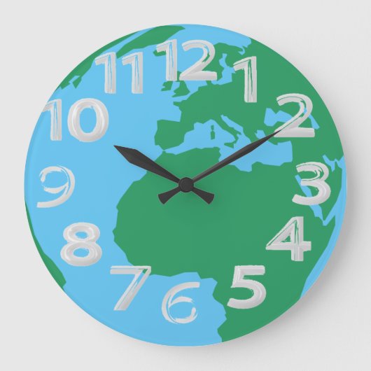 Erdkugel Große Wanduhr (Vorderseite)