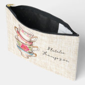 Erdkunstmalerei mit rustikalem Hintergrund Monogra Zubehörtasche (Offen)