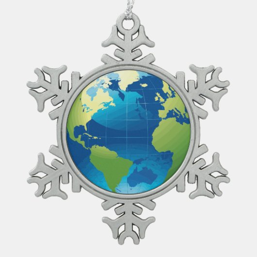 Erdkuppelzinnschmuck Schneeflocken Zinn-Ornament (Vorderseite)