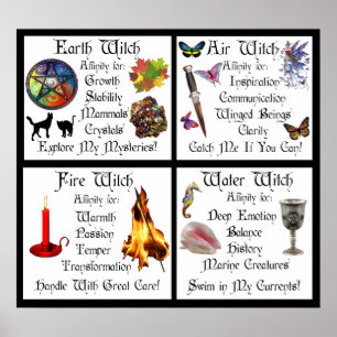 Erdluft-Wasser und Feuer Poster