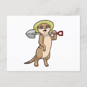 Erdmännchen als Bauer mit Schaufel Postkarte