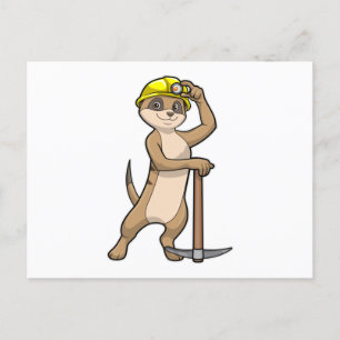 Erdmännchen als Bergmann mit Spitzhacke Postkarte