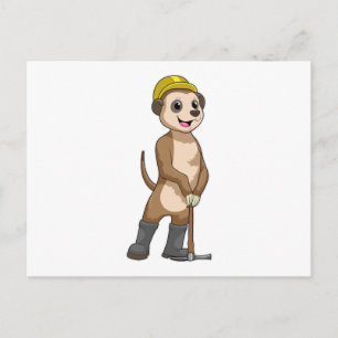 Erdmännchen als Bergmann mit Spitzhacke Postkarte