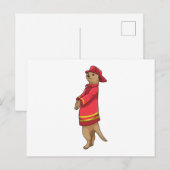 Erdmännchen als Feuerwehrmann mit Helm Postkarte (Vorne/Hinten)