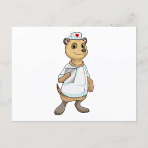 Erdmännchen als Krankenschwester mit Herz Postkarte