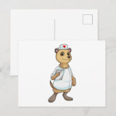 Erdmännchen als Krankenschwester mit Herz Postkarte (Vorne/Hinten)