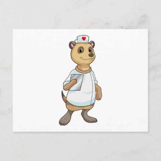Erdmännchen als Krankenschwester mit Herz Postkarte (Vorderseite)