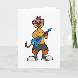 Erdmännchen als Musiker mit Gitarre Karte