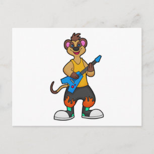 Erdmännchen als Musiker mit Gitarre Postkarte