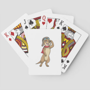 Erdmännchen als Pilot mit Pilotenhelm Spielkarten