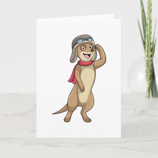Erdmännchen als Pilot mit Pilotenhut Karte (Vorderseite)