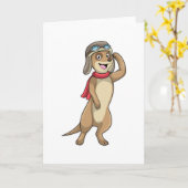 Erdmännchen als Pilot mit Pilotenhut Karte (Gelbe Blume)