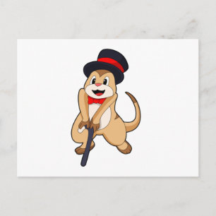 Erdmännchen als Rentner mit Spazierstock Postkarte