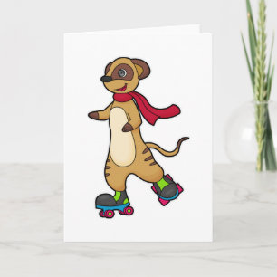 Erdmännchen als Skater mit Rollschuhen Karte