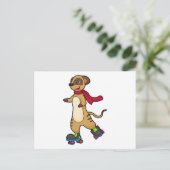 Erdmännchen als Skater mit Rollschuhen Postkarte (Stehend Vorderseite)