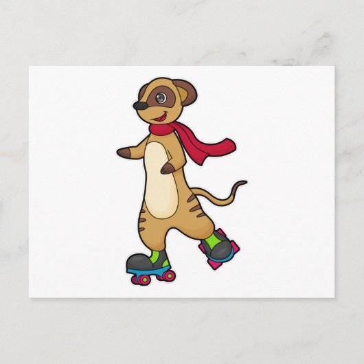 Erdmännchen als Skater mit Rollschuhen Postkarte (Vorderseite)