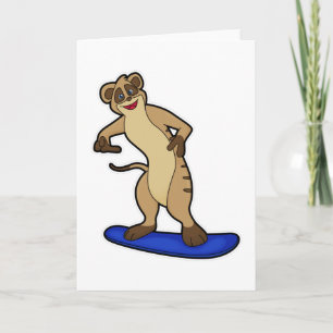 Erdmännchen als Snowboarder mit Snowboard Karte