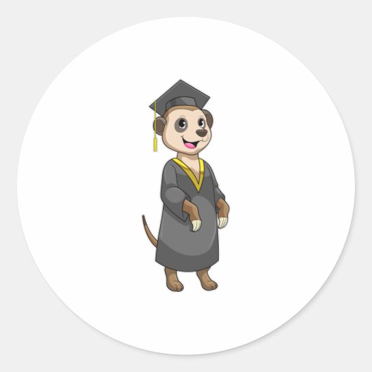 Erdmännchen als Student mit Diplom Runder Aufkleber (Vorderseite)