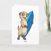 Erdmännchen als Surfer mit Surfbrett Karte (Rückseite)