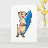 Erdmännchen als Surfer mit Surfbrett Karte (Gelbe Blume)