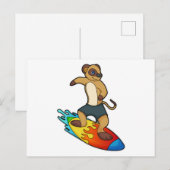 Erdmännchen als Surfer mit Surfbrett Postkarte (Vorne/Hinten)