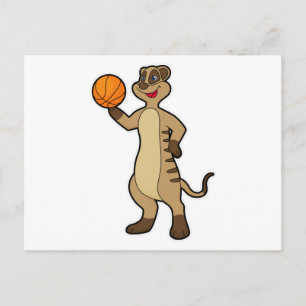 Erdmännchen beim Basketball-Sport Postkarte