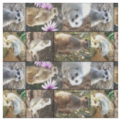 Erdmännchen-Foto-Collage aus Baumwollmaterial. Stoff (Nahaufnahme)
