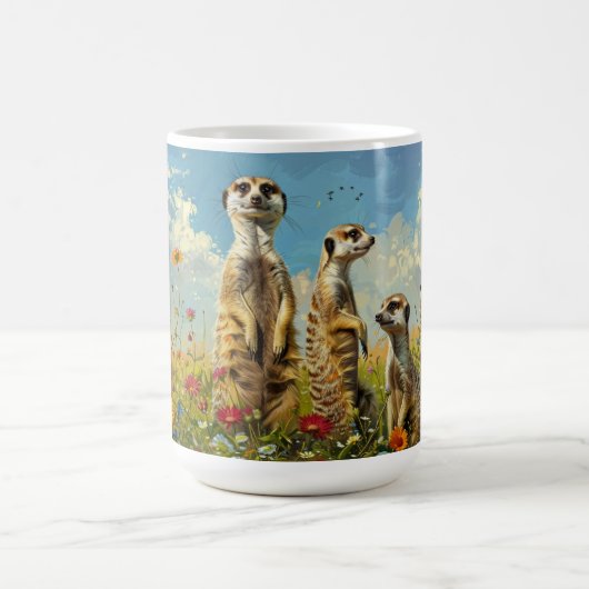 Erdmännchen in Blumen Kaffeetasse (Mittel)