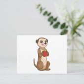 Erdmännchen mit Apfel Postkarte (Stehend Vorderseite)