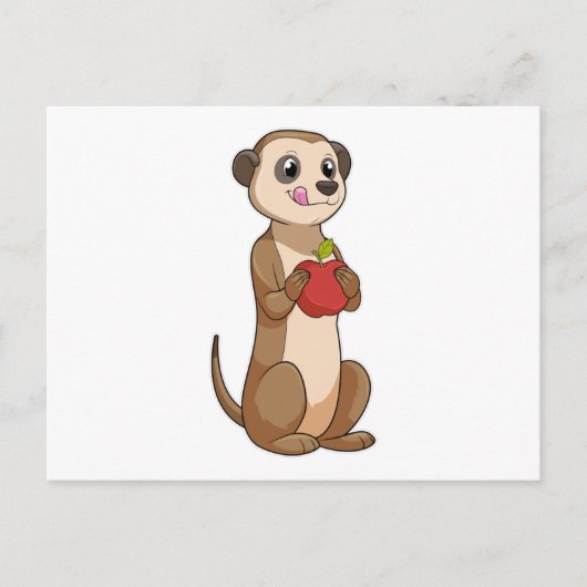 Erdmännchen mit Apfel Postkarte (Vorderseite)