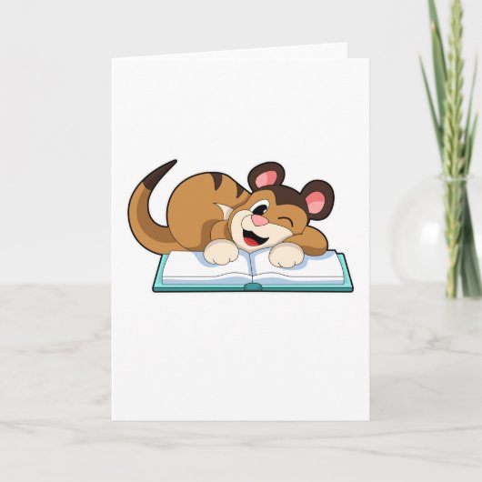Erdmännchen mit Buch Karte (Vorderseite)