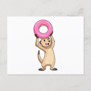 Erdmännchen mit Donut Postkarte