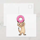 Erdmännchen mit Donut Postkarte (Vorne/Hinten)