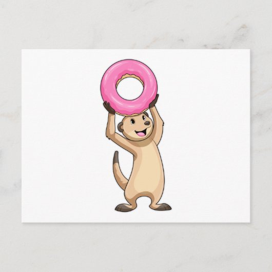 Erdmännchen mit Donut Postkarte (Vorderseite)