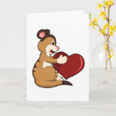 Erdmännchen mit Herz Karte (Gelbe Blume)