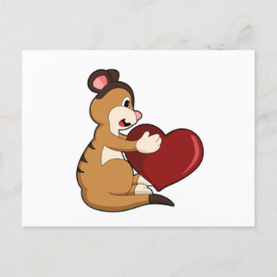 Erdmännchen mit Herz Postkarte