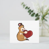Erdmännchen mit Herz Postkarte (Stehend Vorderseite)
