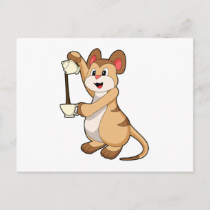 Erdmännchen mit Kaffeekanne & Kaffee.PNG Postkarte