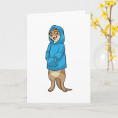 Erdmännchen mit Kapuzenpullover Karte (Gelbe Blume)