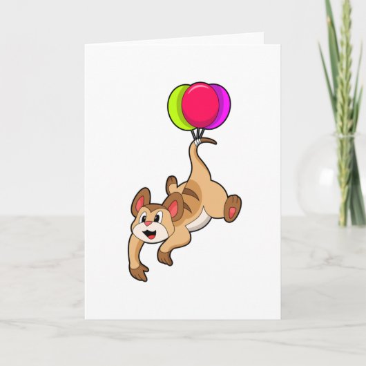 Erdmännchen mit Luftballon Karte (Vorderseite)