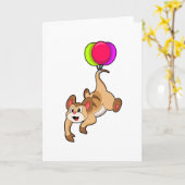 Erdmännchen mit Luftballon Karte (Gelbe Blume)