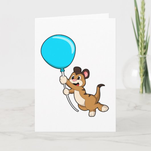 Erdmännchen mit Luftballon Karte (Vorderseite)