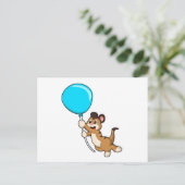 Erdmännchen mit Luftballon Postkarte (Stehend Vorderseite)
