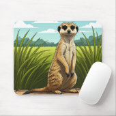 Erdmännchen steht wachsam in einem Grasfeld Mousepad (Mit Mouse)