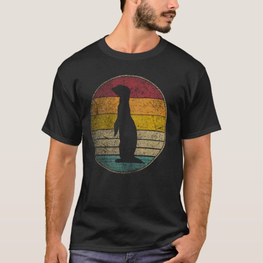 Erdmännchen Vintage Abgenutzt Retro Silhouette 60e T-Shirt (Vorderseite)