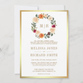 Erdner Blumenkranz auf einer Hochzeit Einladung (Vorderseite)