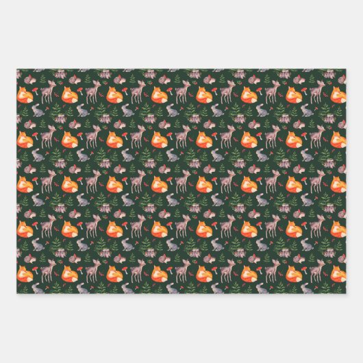 Erdner Wald Fox Deer Rabbit Igel Sun Geschenkpapier Set (Vorderseite 2)