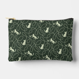 Erdneutrales Katze und Garnknäuel Wald-Sage-Grün Zubehörtasche
