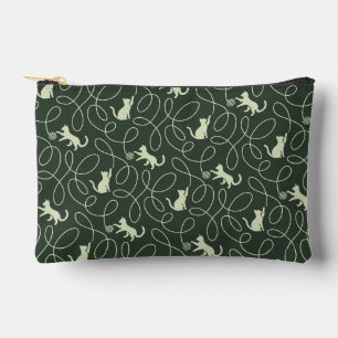 Erdneutrales Katze und Garnknäuel Wald-Sage-Grün Zubehörtasche