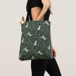 Erdneutrales Katze und Garnknäuel Wald Sagegrün Tasche